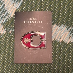 Coach Red and Silver New York Keychain